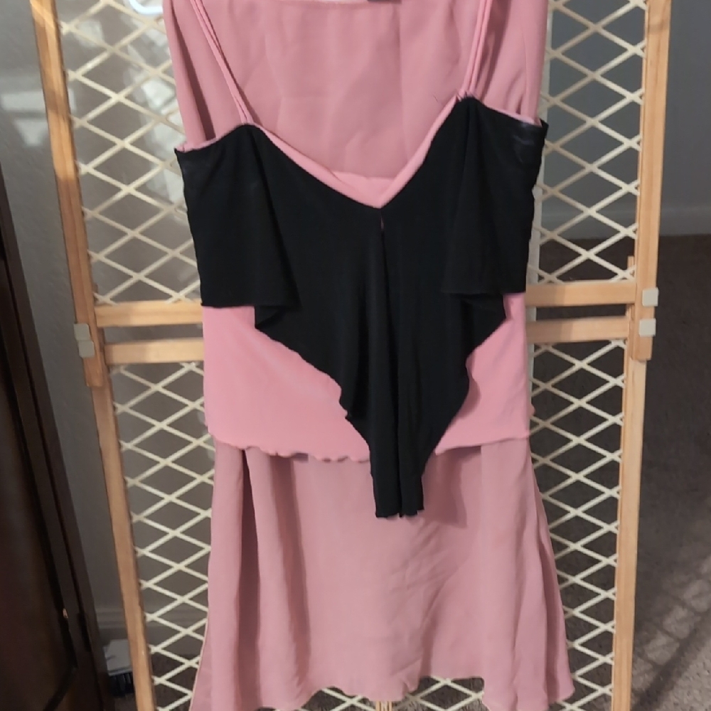 Pink and Black Sleeveless Dress